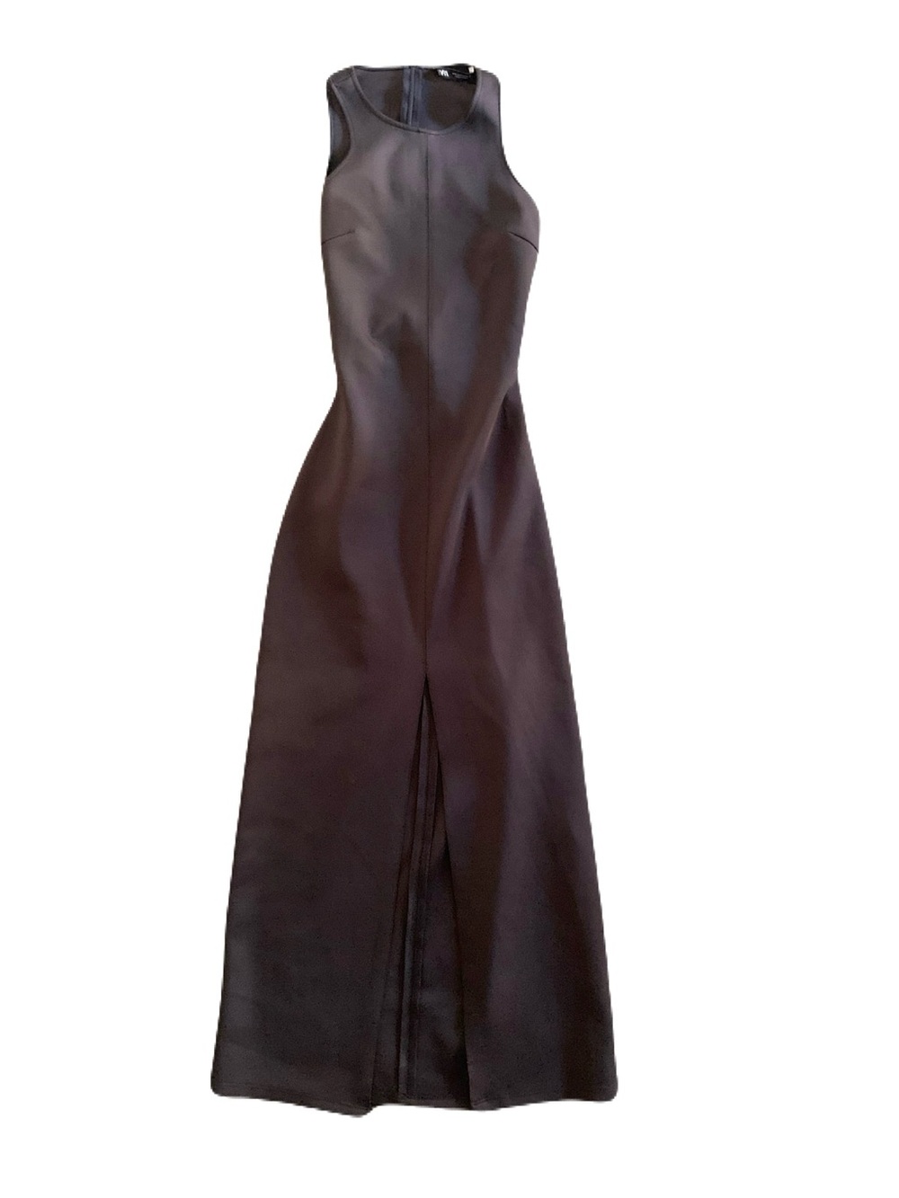 NWT Zara Small Black Halter Sleeveless Maxi Dress Center Seam and Front Slit